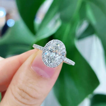 Amazing 1-5Carat Oval Cut Moissanite Diamod Rings, Silver GRA Certified Halo Promise Wedding Engagement Jewellery